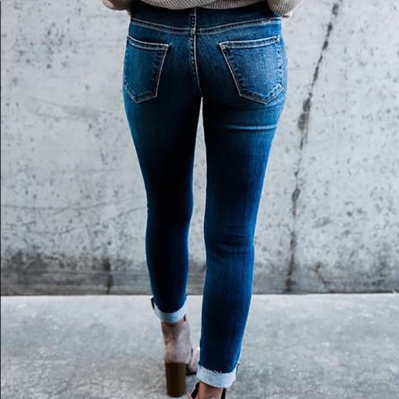 SALE! Distressed Denim Skinny Jeans - Picture 2 of 8